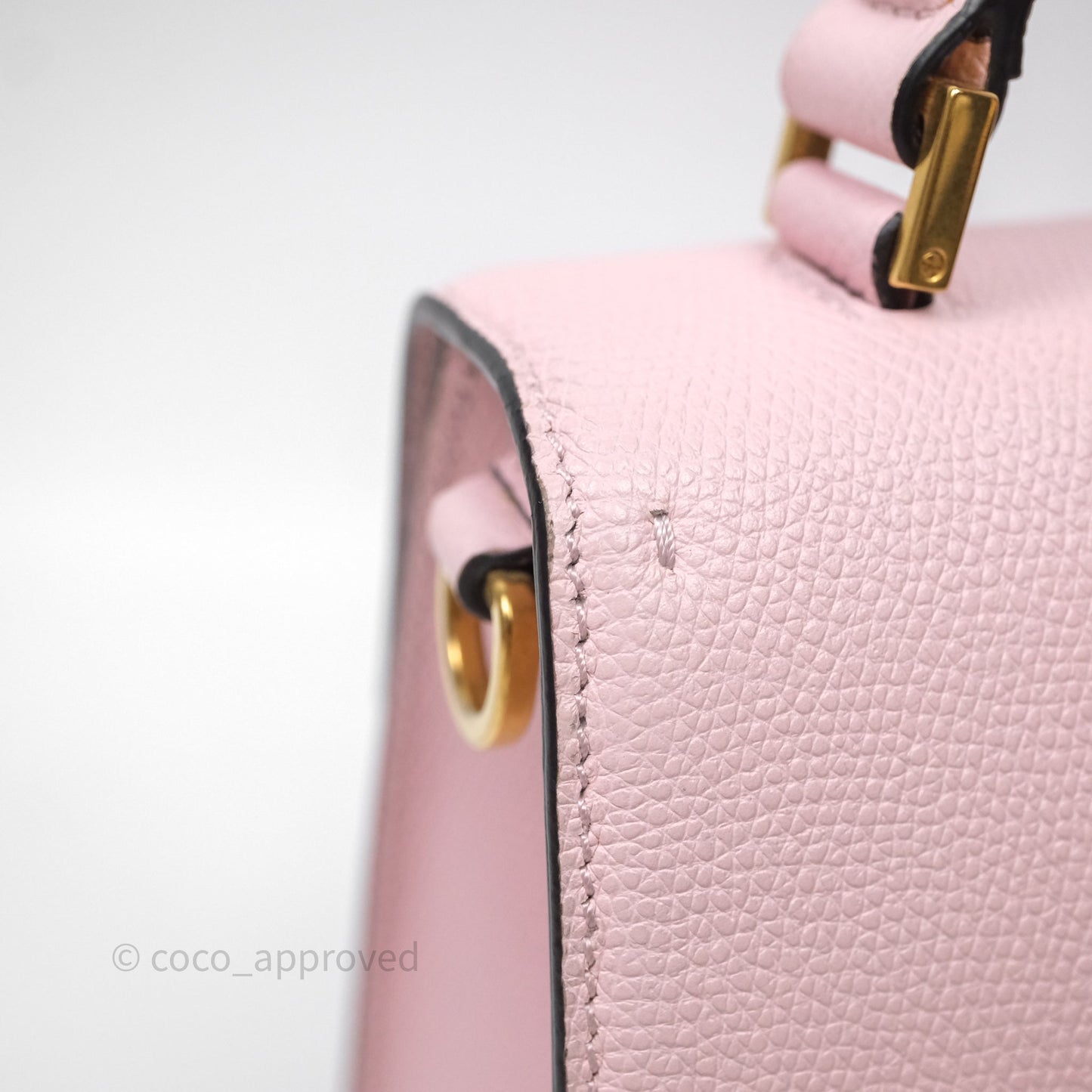 Valentino Garavani Small Vsling Grainy Calfskin Bag Light Pink Aged Gold Hardware