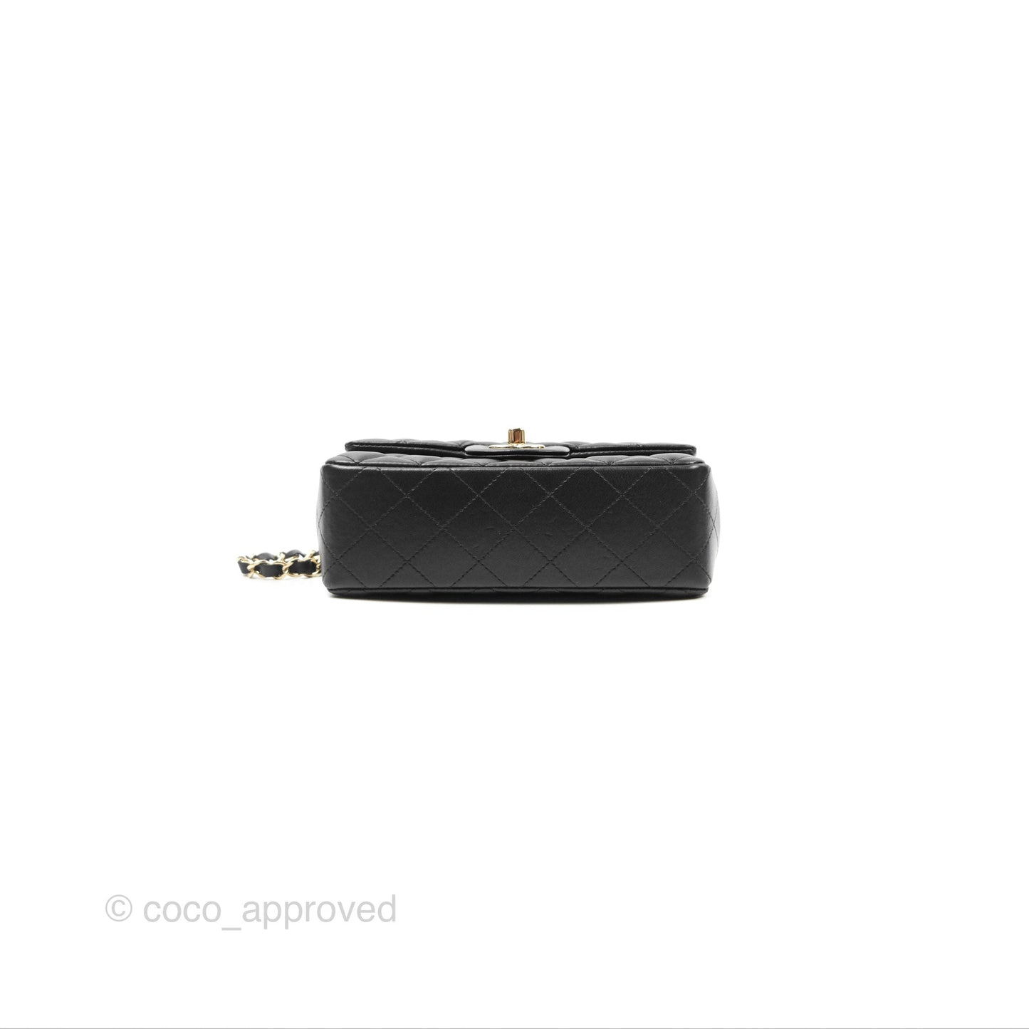 Chanel Quilted Mini Rectangular Black Lambskin Gold Hardware
