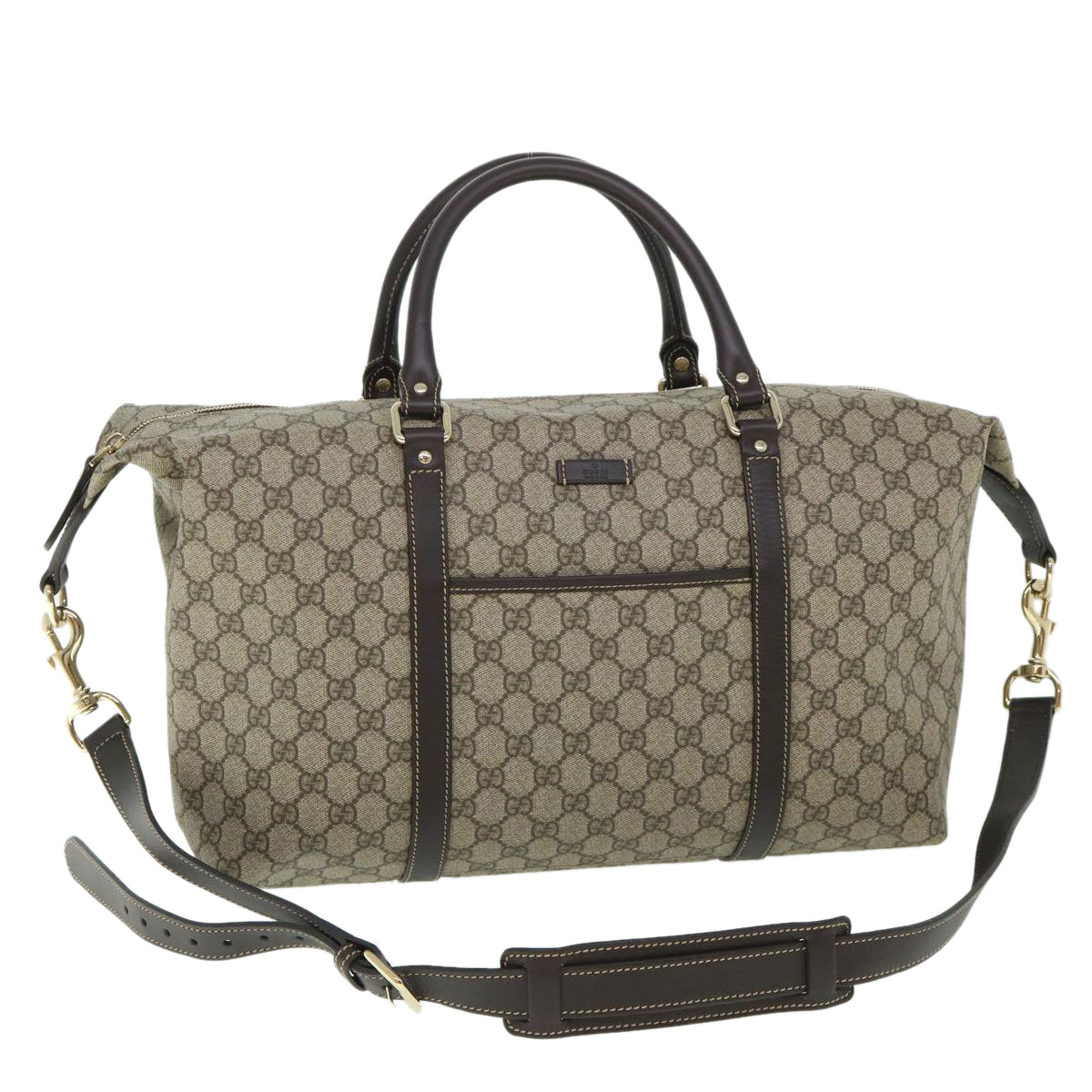 Luxury Gucci GG Supreme Boston Bag PVC Leather 2way Beige 246895  54514