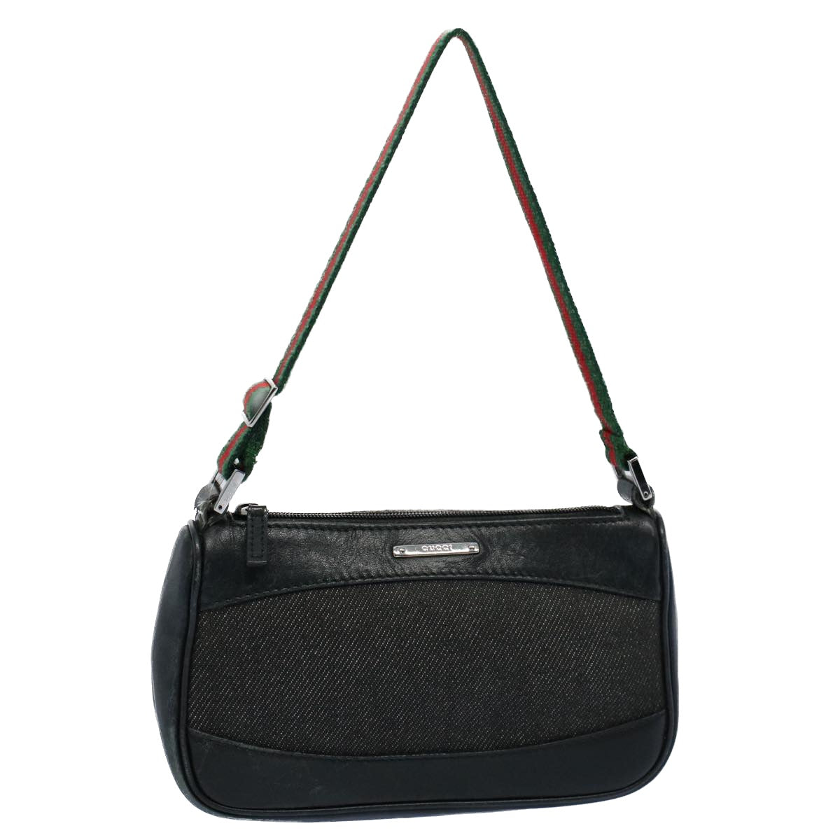 Luxury Gucci Web Sherry Line Shoulder Pouch Canvas Black Red 92821 204991  54532