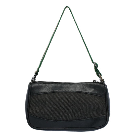 Luxury Gucci Web Sherry Line Shoulder Pouch Canvas Black Red 92821 204991  54532