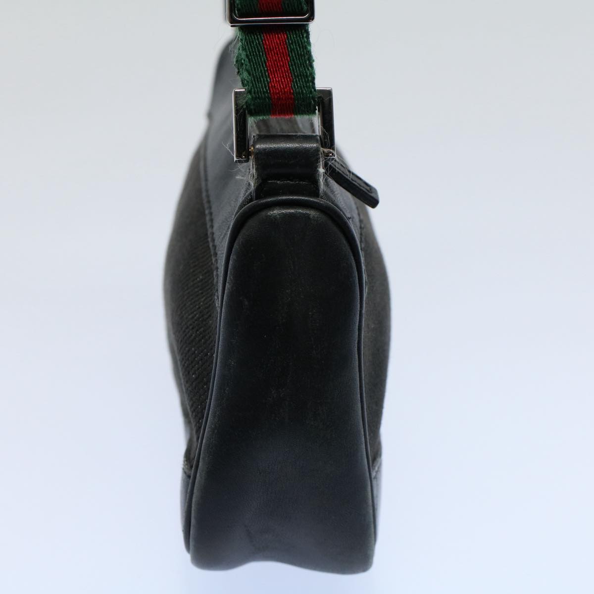 Luxury Gucci Web Sherry Line Shoulder Pouch Canvas Black Red 92821 204991  54532