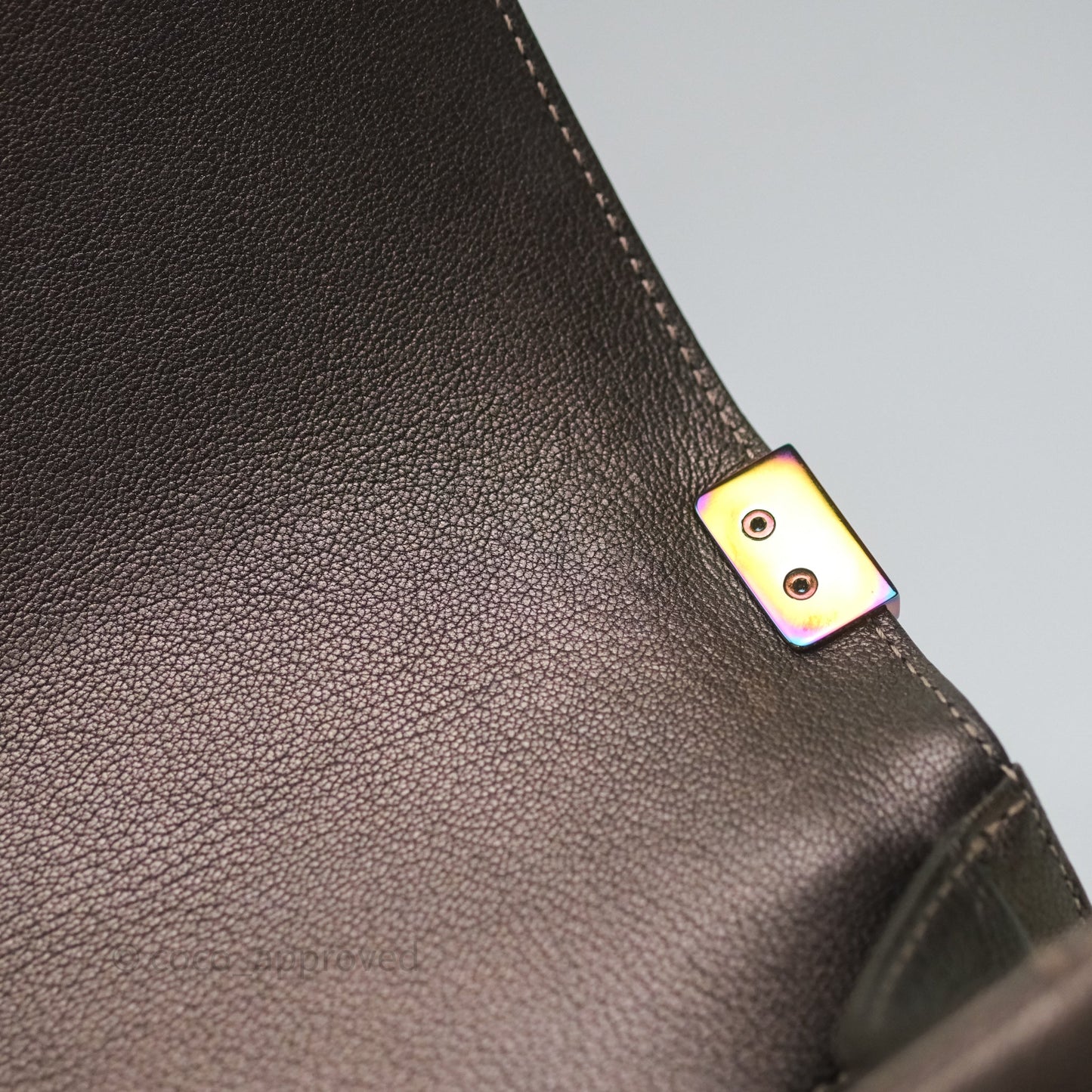 Chanel Quilted Medium Boy Iridescent Bronze Goatskin Rainbow Hardware