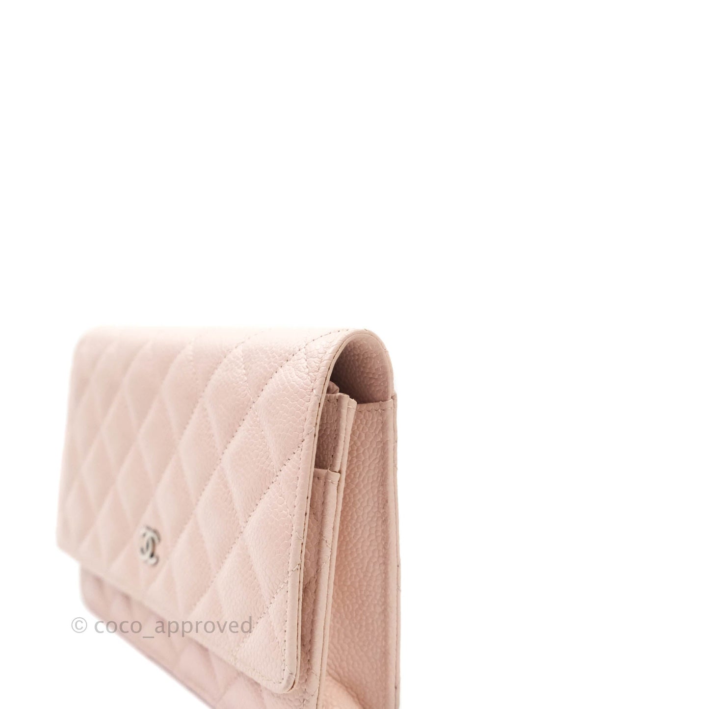 Chanel Quilted Wallet on Chain WOC Sakura Pink Caviar Silver Hardware