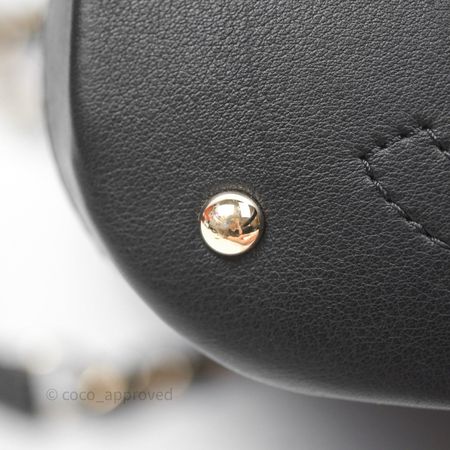 Chanel Quilted Drawstring Bucket Bag Black Calfskin Gold Hardware
