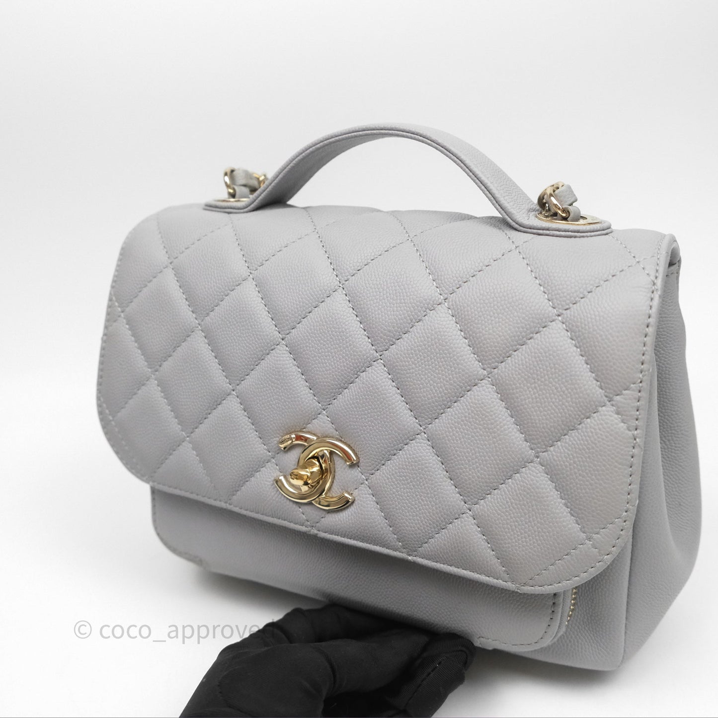 Chanel Quilted Medium Business Affinity Flap Grey Caviar Gold Hardware