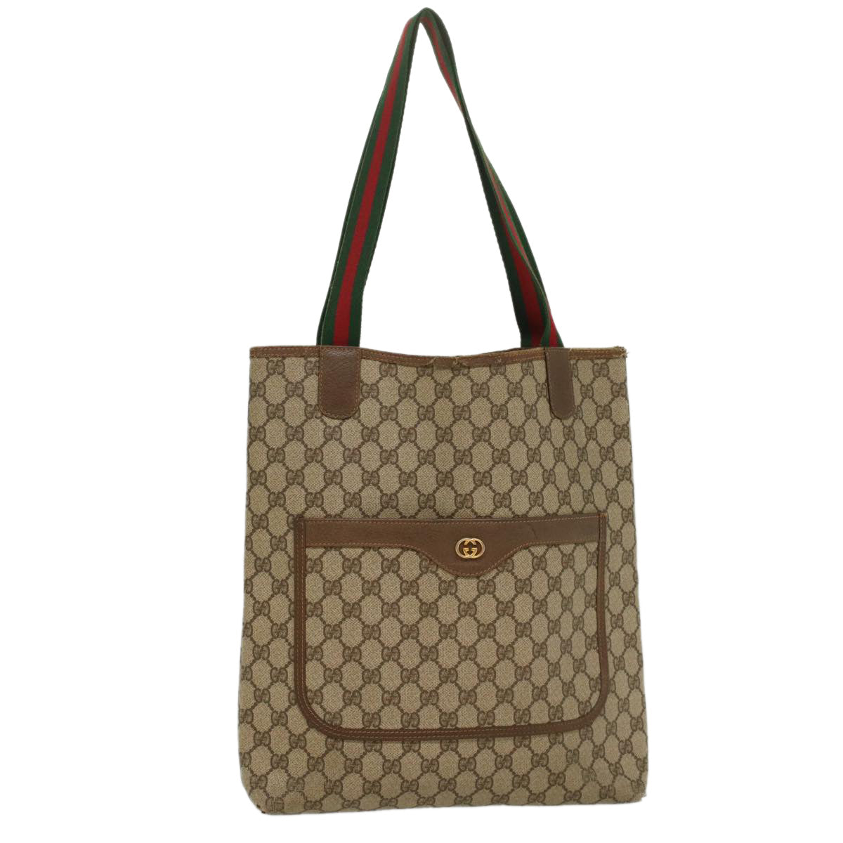 Luxury Gucci GG Supreme Web Sherry Line Tote Bag Beige Red 002 58 6487 9411  54557