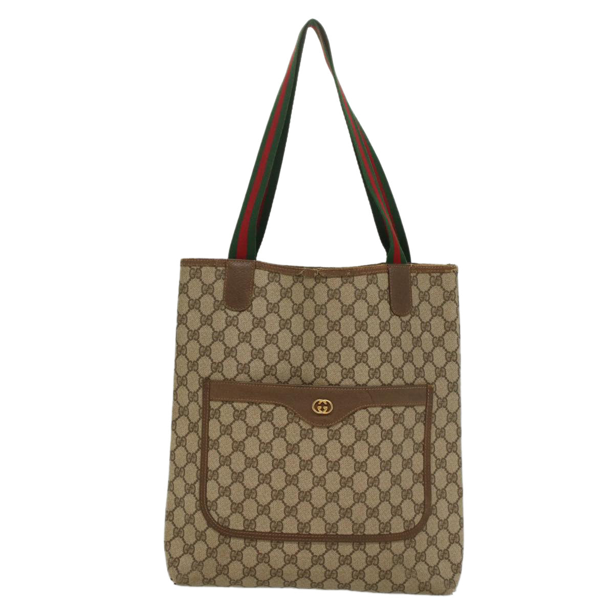 Luxury Gucci GG Supreme Web Sherry Line Tote Bag Beige Red 002 58 6487 9411  54557