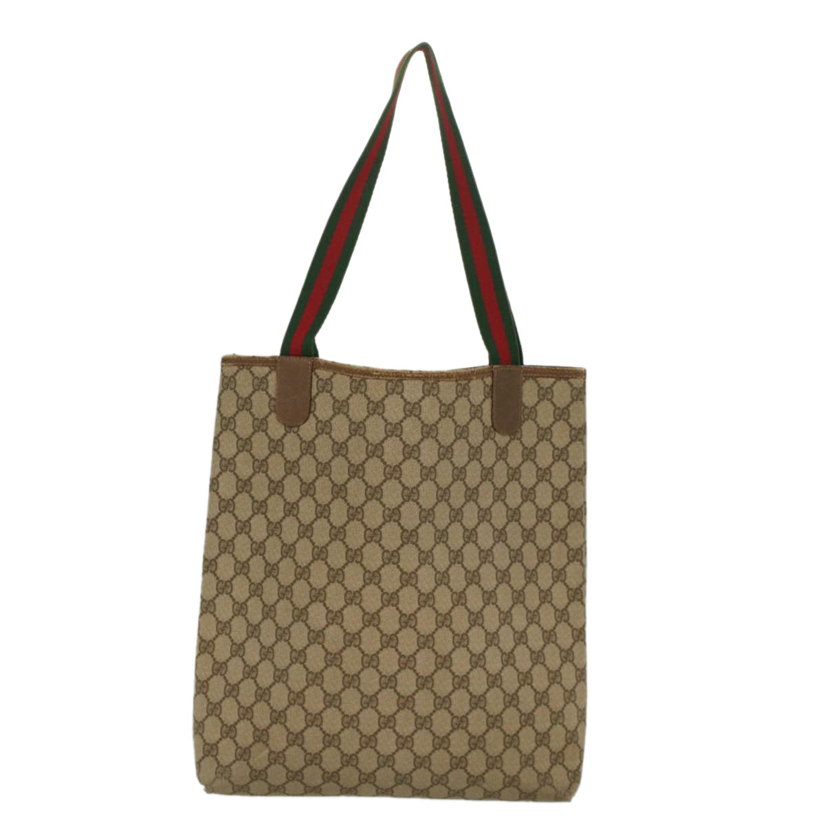Luxury Gucci GG Supreme Web Sherry Line Tote Bag Beige Red 002 58 6487 9411  54557