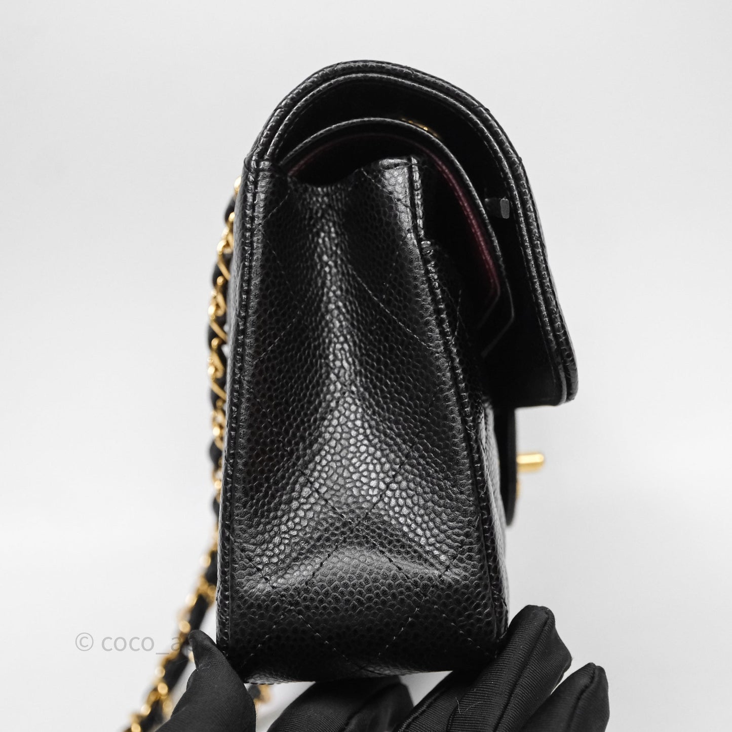Chanel Small Classic Flap Quilted Black Caviar Gold Hardware