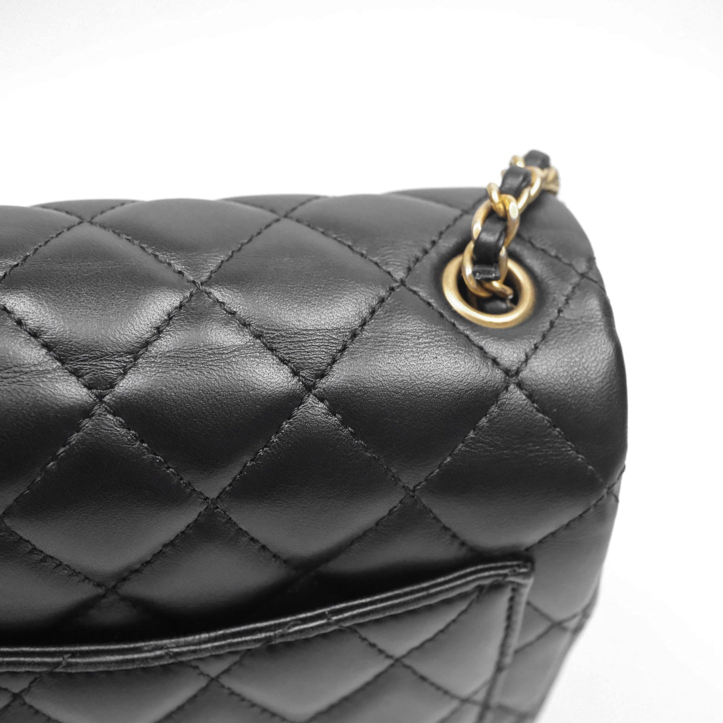 Chanel Romance Mini Square Flap Black Lambskin Aged Gold Hardware