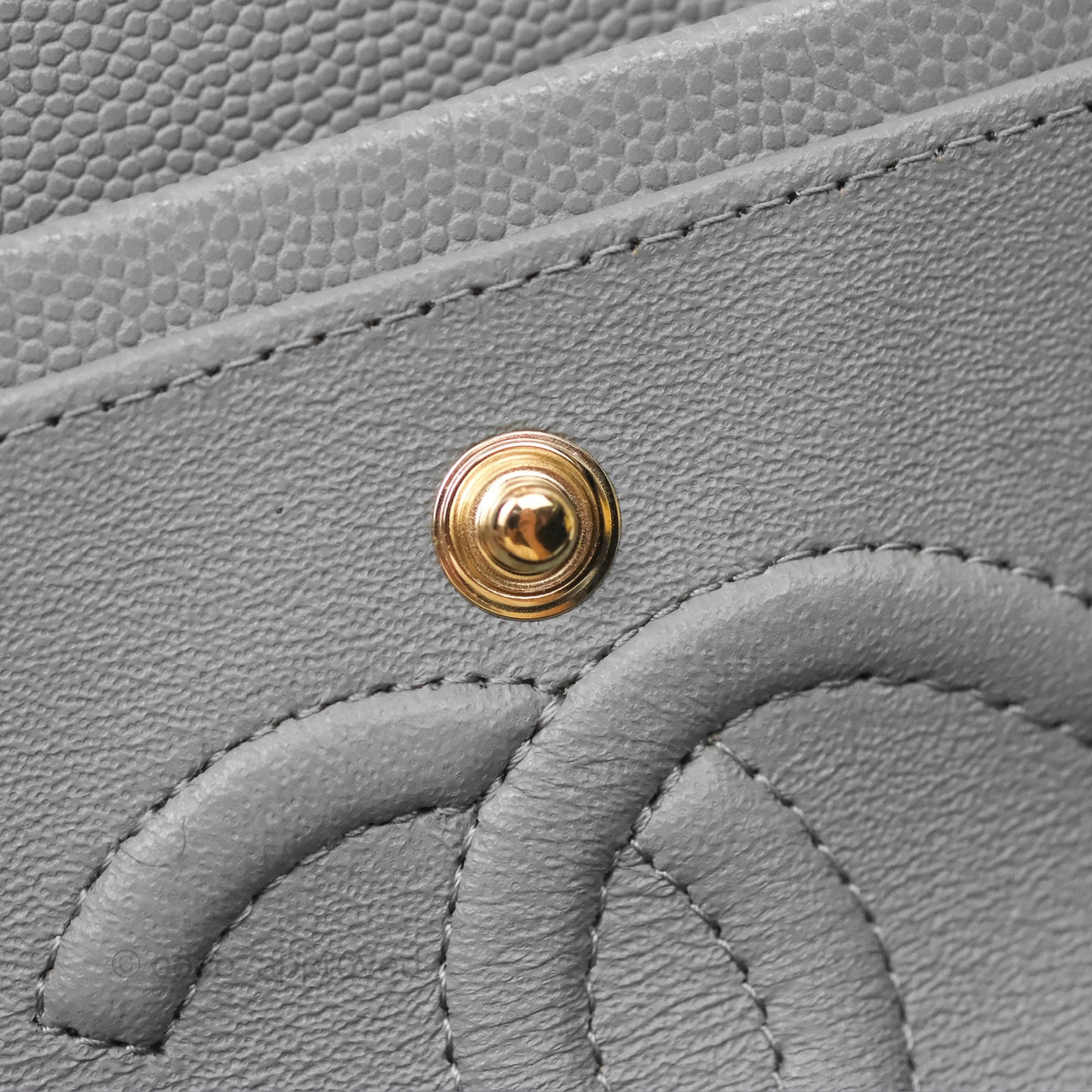 Chanel Small Classic Quilted Flap Grey Caviar Gold Hardware