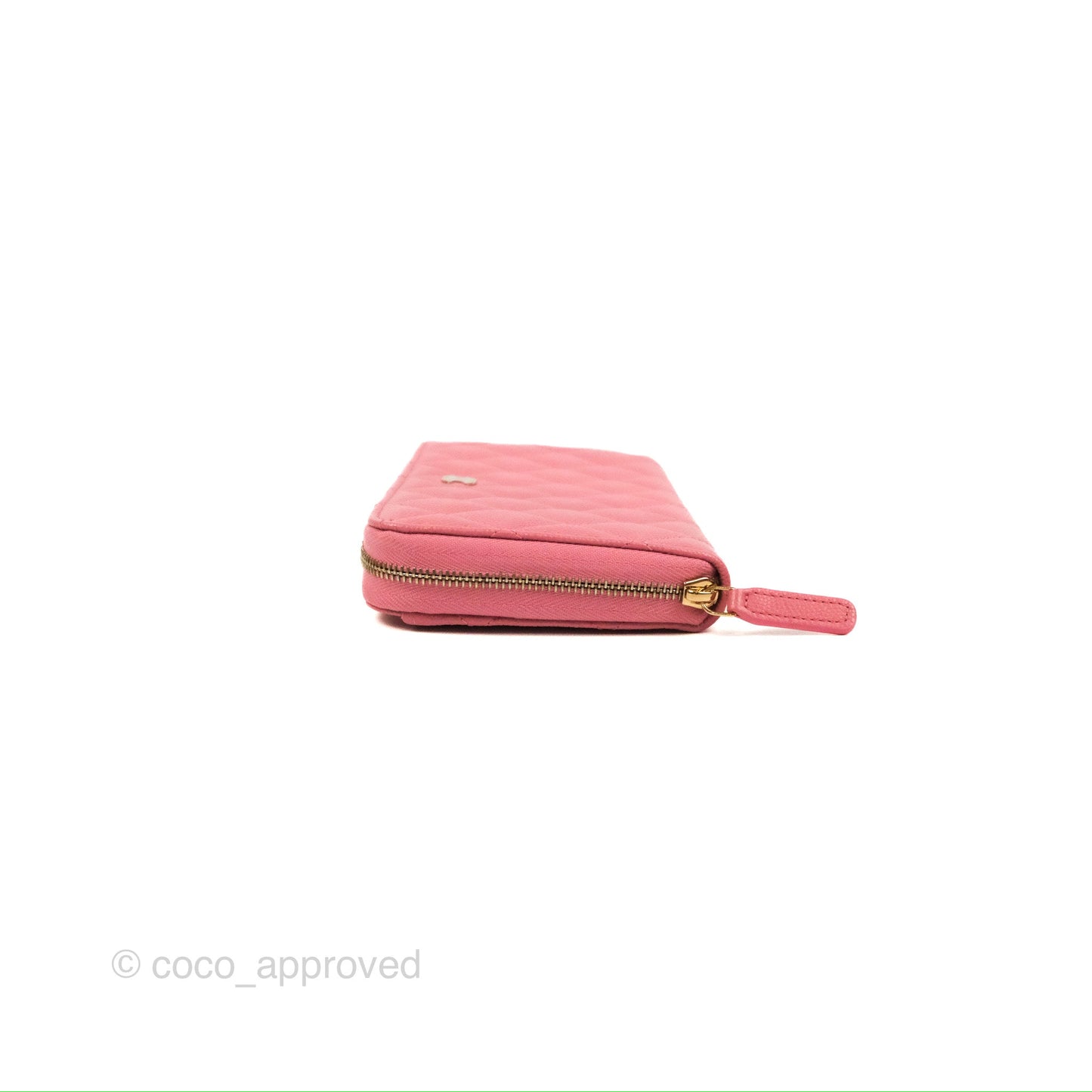Chanel Classic Zip Long Wallet Quilted Pink Caviar Gold Hardware