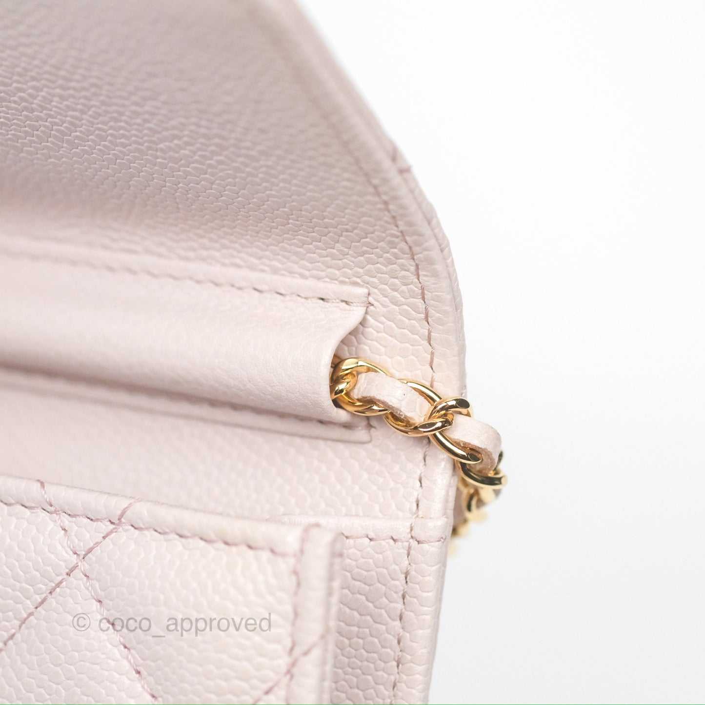 Chanel Miss Coco Clutch With Chain Quilted Lilac Pink Caviar Gold Hardware