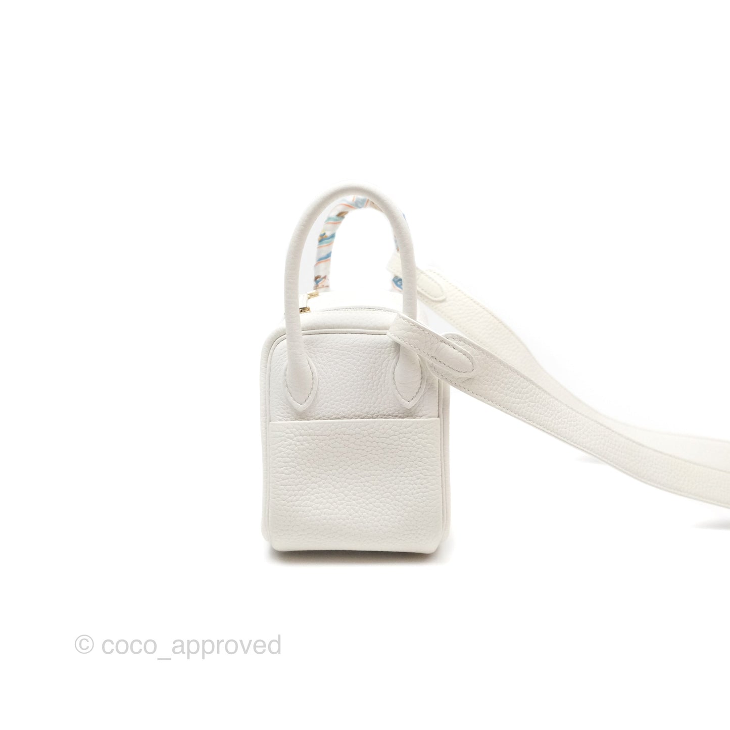 Hermès Mini Lindy 20 New White 0U Clemence Gold Hardware