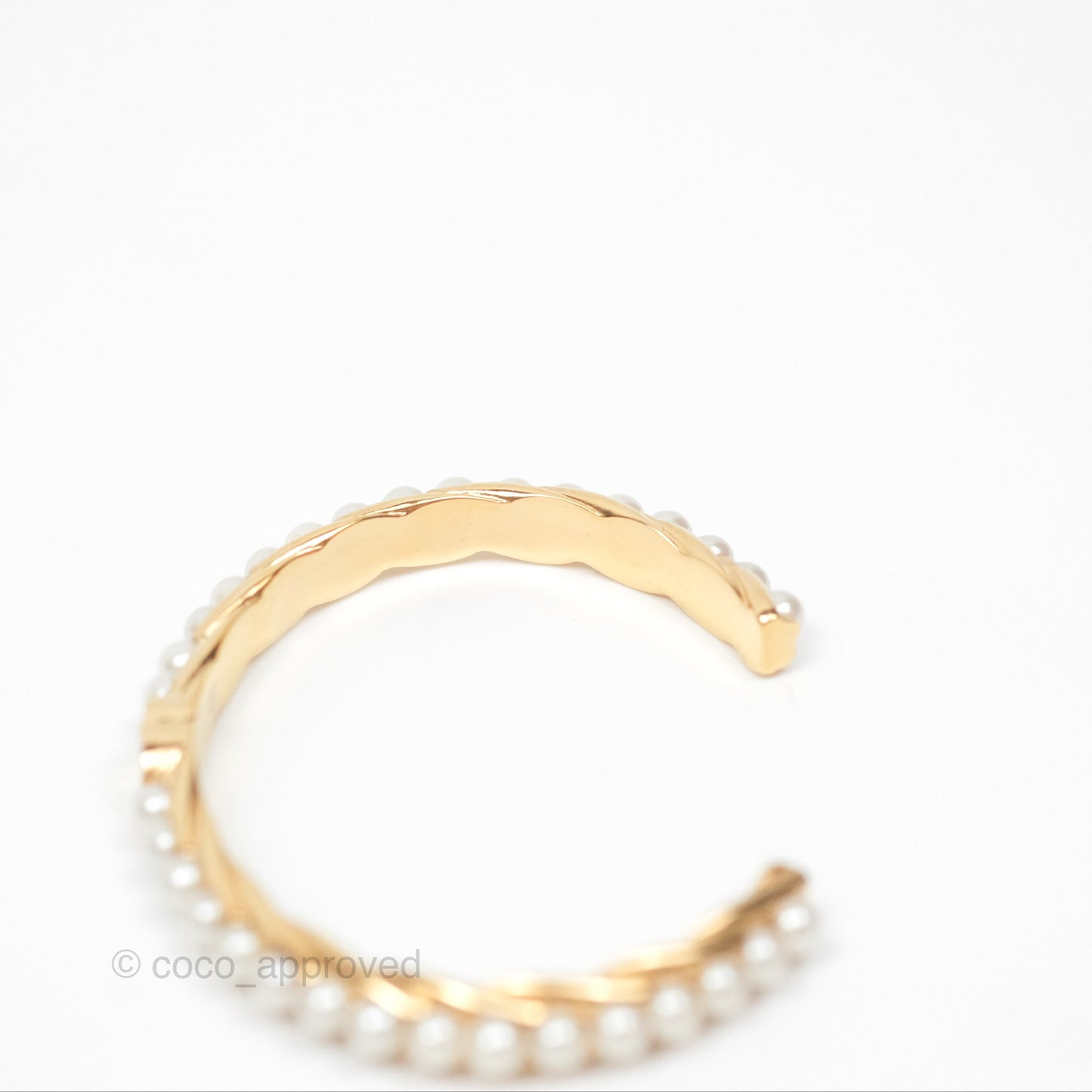 Chanel CC Pearls Bangle Bracelet Gold Tone 23A