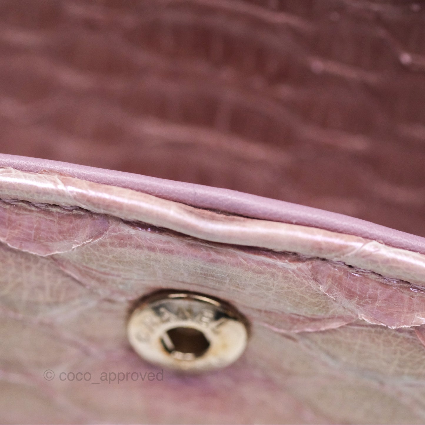 Chanel Classic M/L Medium Flap Quilted Iridescent Pink Python Gold Hardware