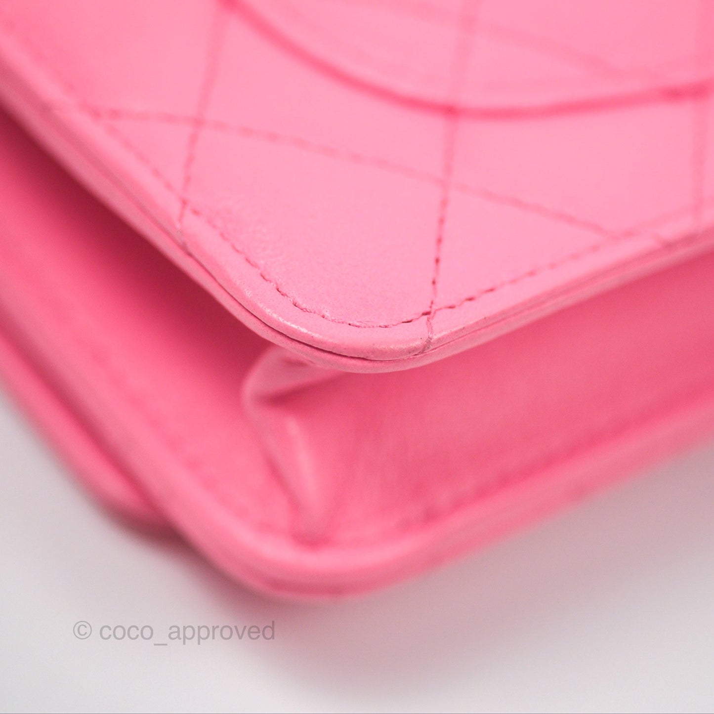Chanel Quilted Pearl Crush Wallet on Chain WOC Pink Lambskin Aged Gold Hardware