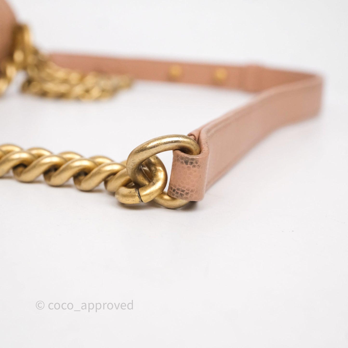 Chanel Small Boy Caviar Beige Pink Bag Aged Gold Hardware