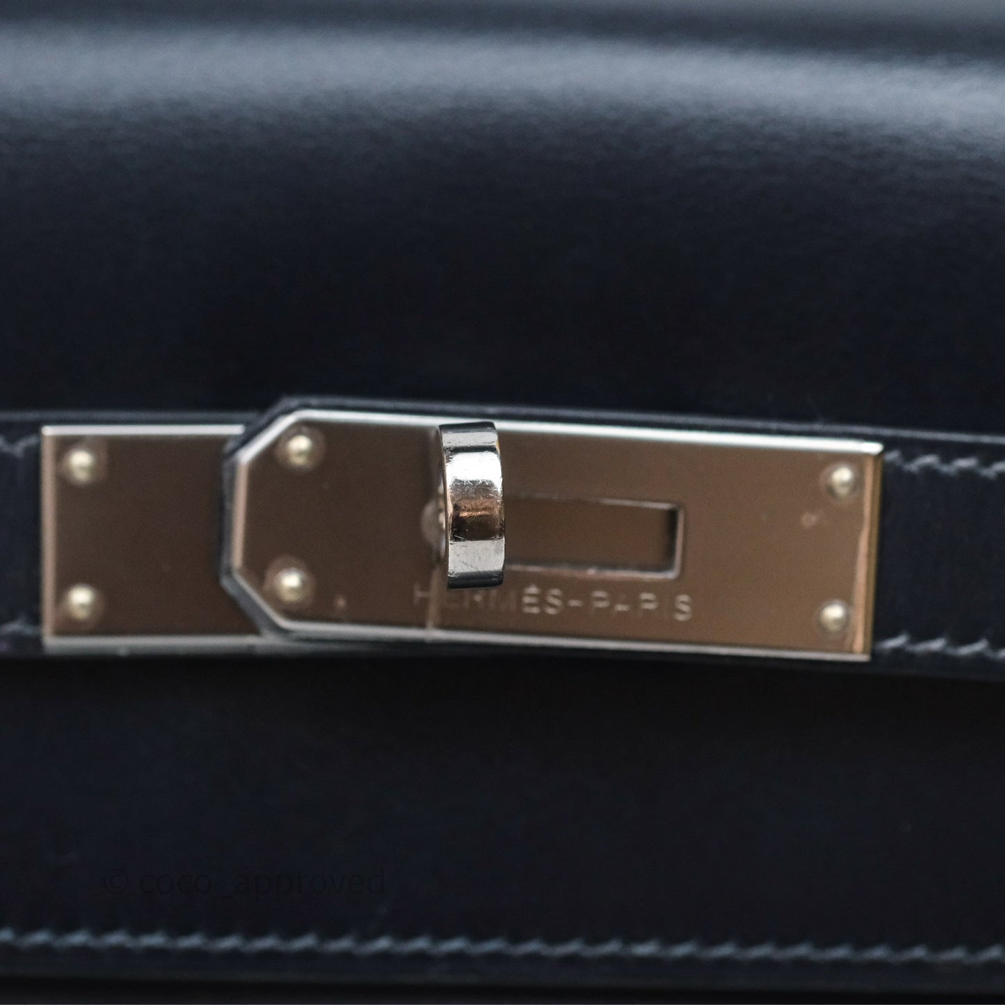 Hermès Vintage Kelly 32 Retourn Navy/Purple Box Leather Palladium Hardware