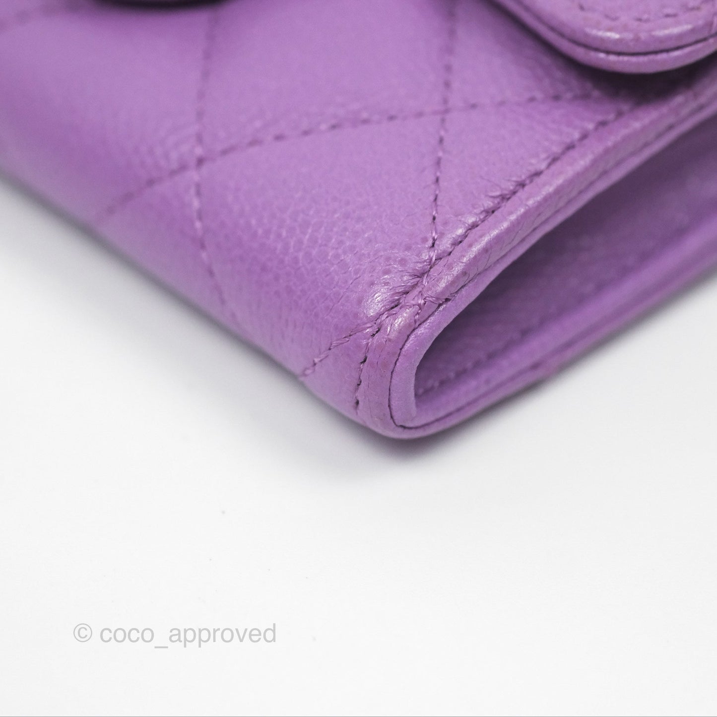 Chanel Classic Quilted Flap Card Holder Purple Caviar Gold Hardware