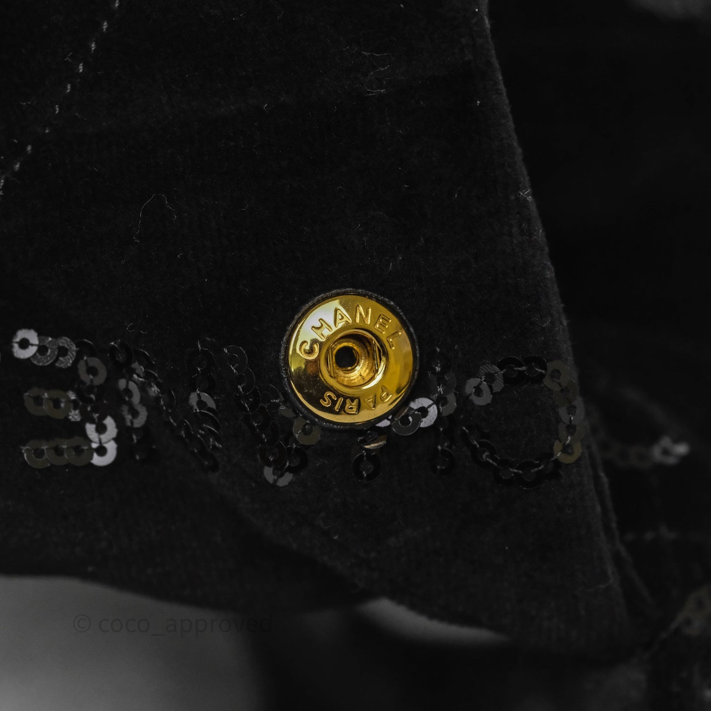 Chanel 22 Medium Sequins Logo Black Velvet