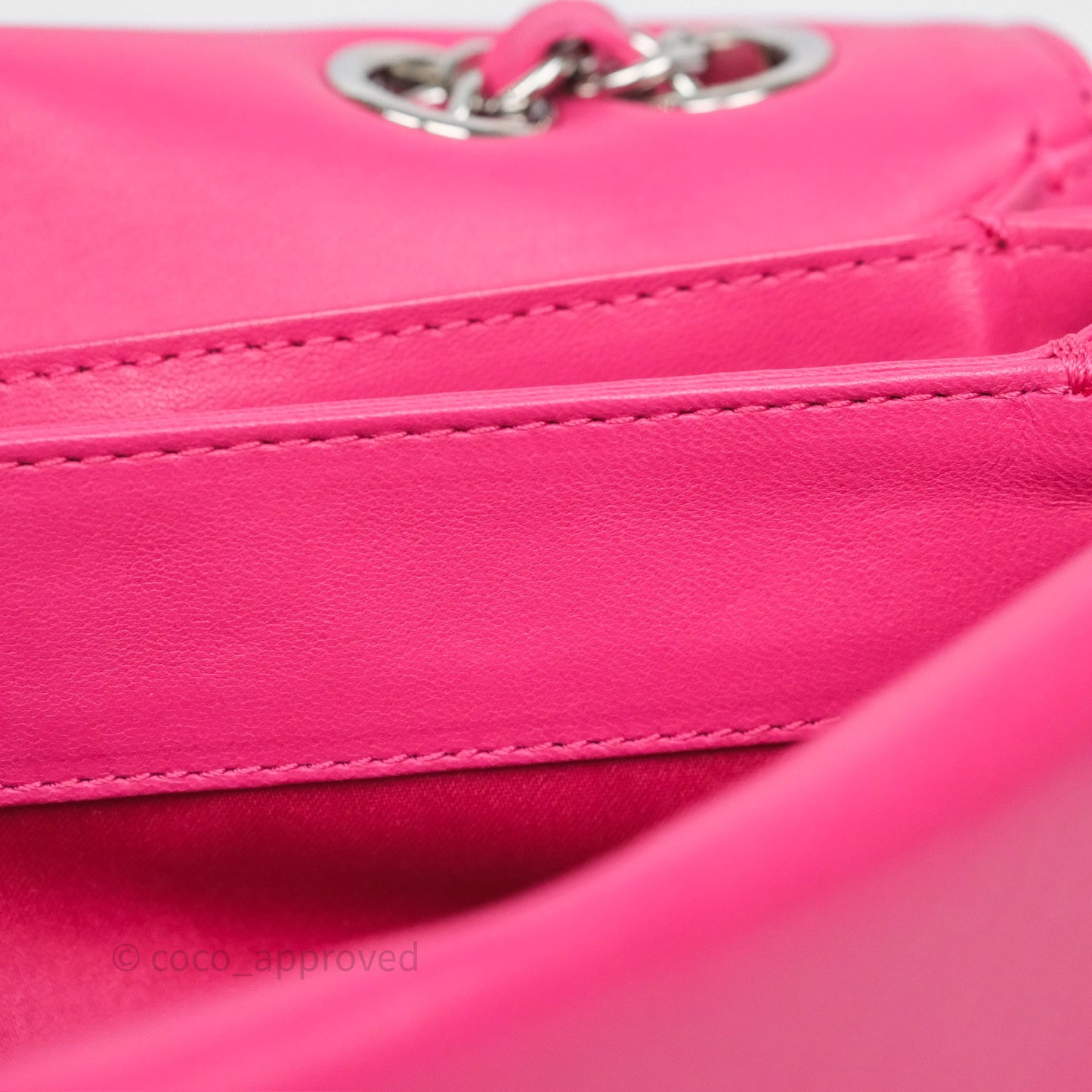 Chanel Stitched Double Flap Bag Pink Calfskin Silver Hardware