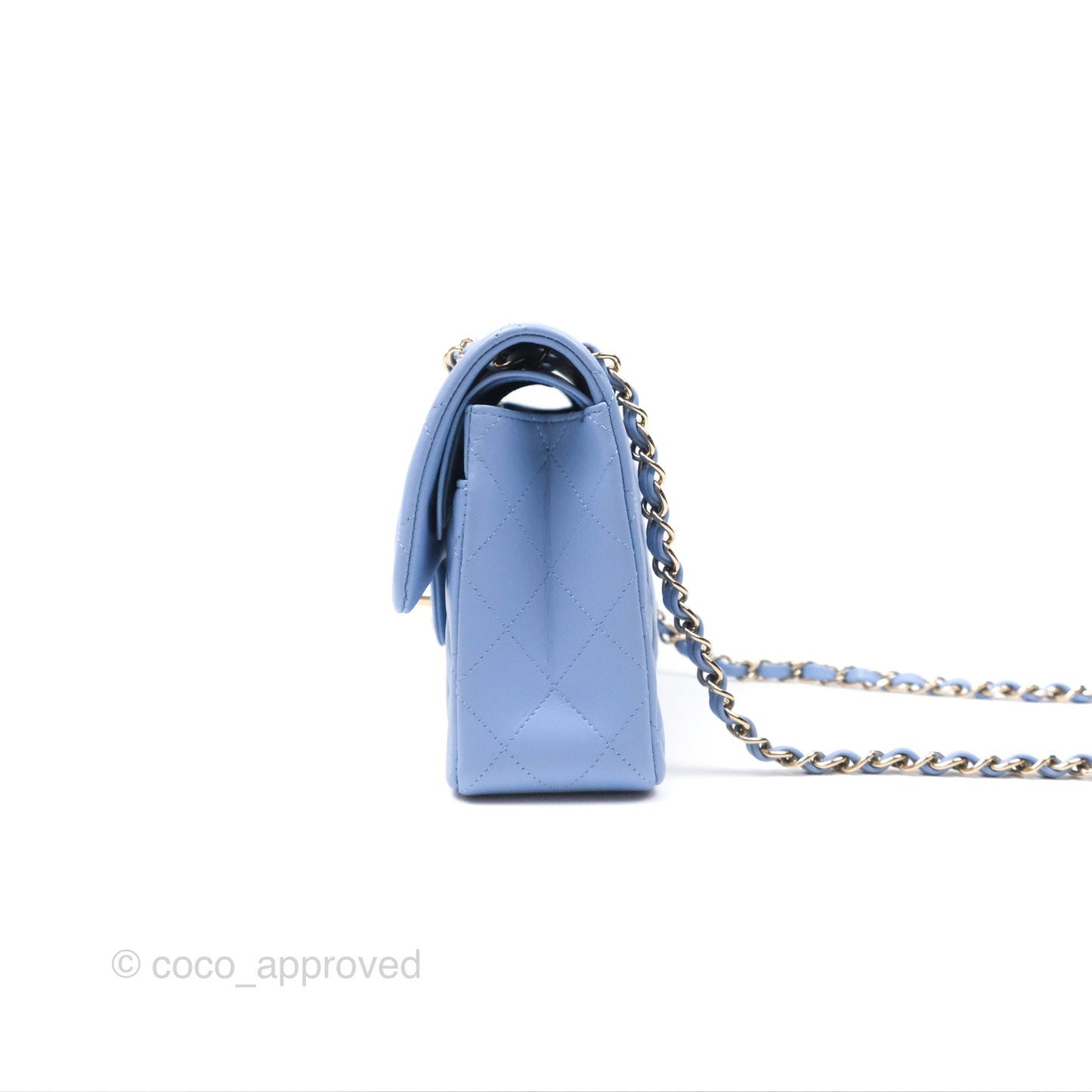 Chanel Small Classic Quilted Flap Sky Blue Lambskin Gold Hardware