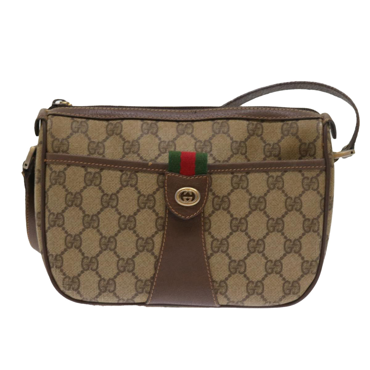 Luxury Gucci GG Supreme Web Sherry Line Shoulder Bag Beige Red 89 02 032  54689