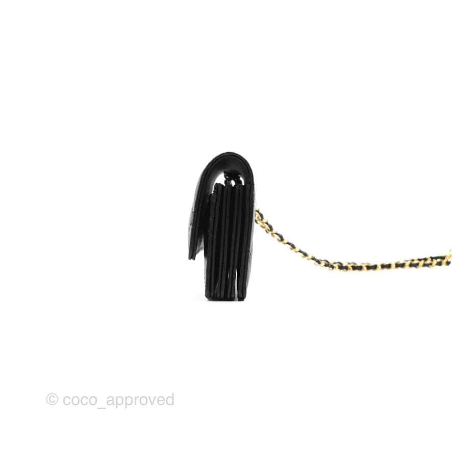 Chanel Flap Card Holder with Cuff Black Lambskin Gold Hardware