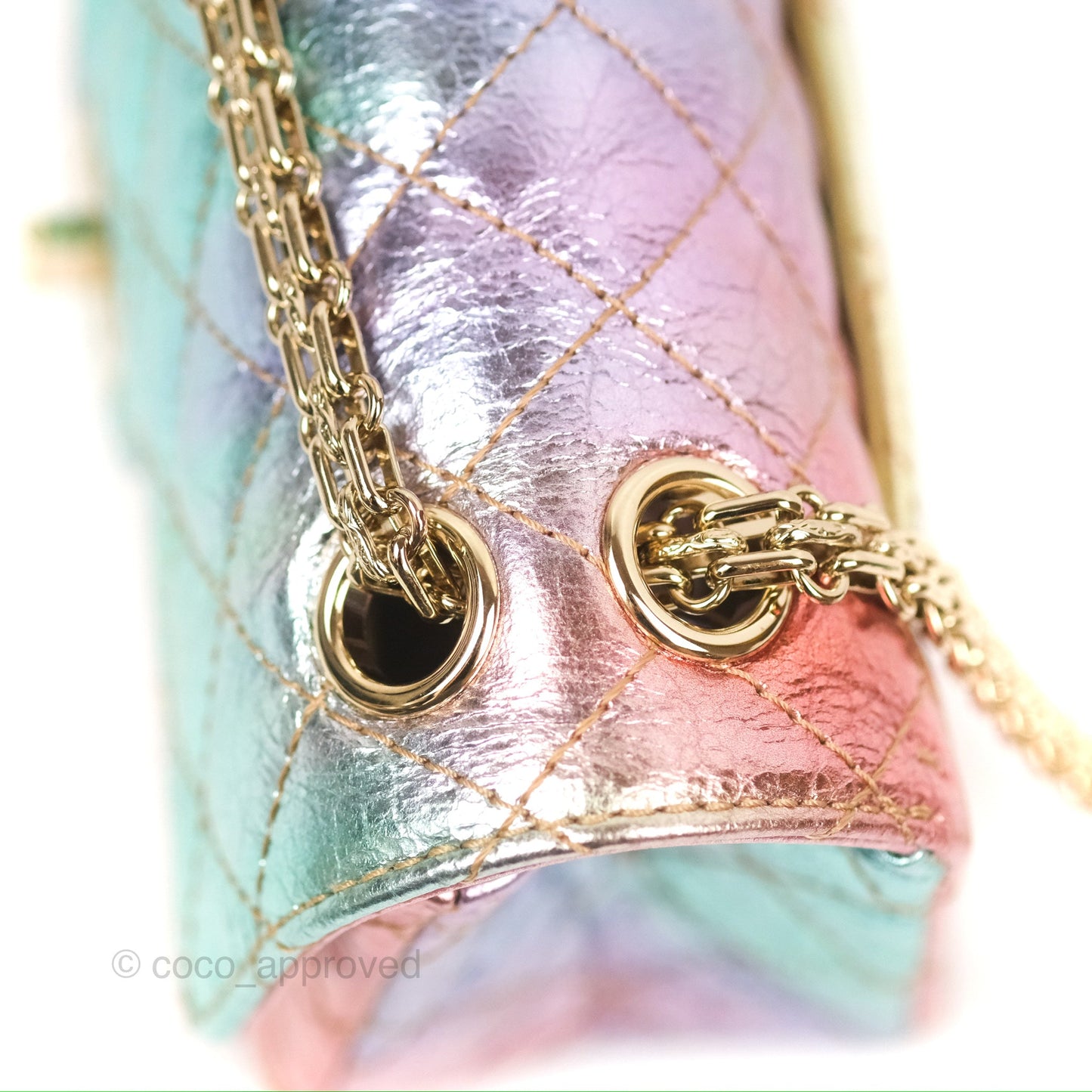 Chanel Quilted Mini Reissue 224 Metallic Rainbow Crumpled Calfskin Gold Hardware