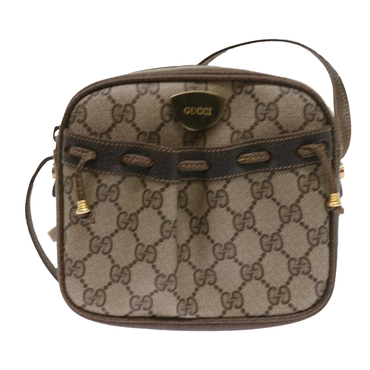 Luxury Gucci GG Supreme Shoulder Bag PVC Leather Beige  54691