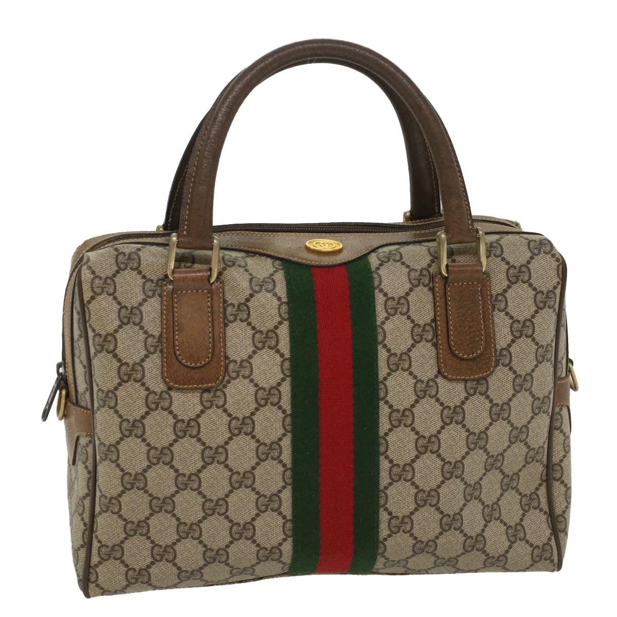 Luxury Gucci GG Supreme Web Sherry Line Hand Bag Beige Red 378 002 3839  54693
