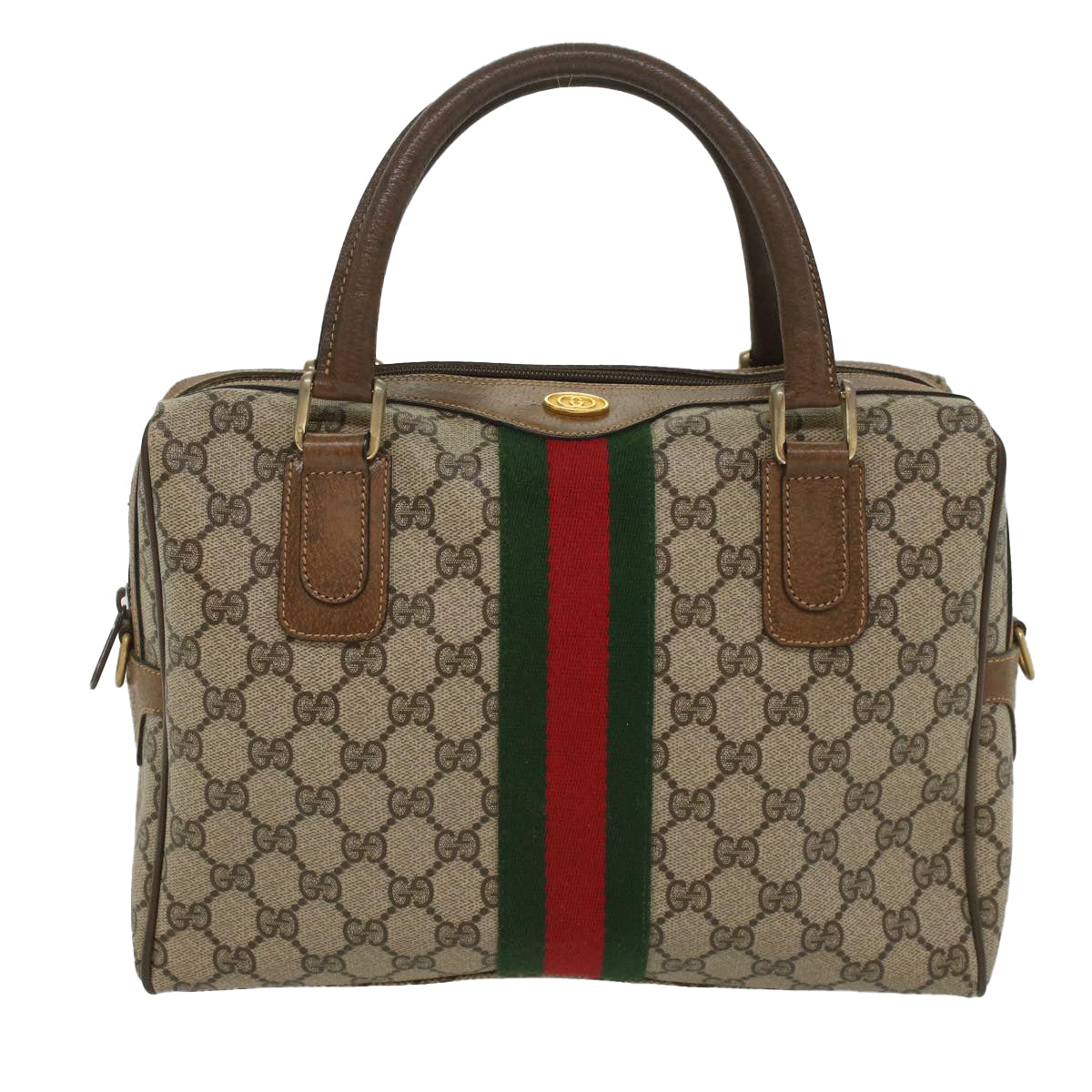 Luxury Gucci GG Supreme Web Sherry Line Hand Bag Beige Red 378 002 3839  54693