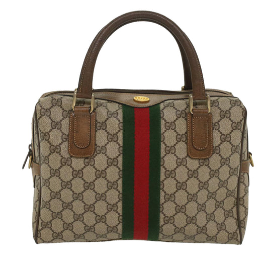 Luxury Gucci GG Supreme Web Sherry Line Hand Bag Beige Red 378 002 3839  54693