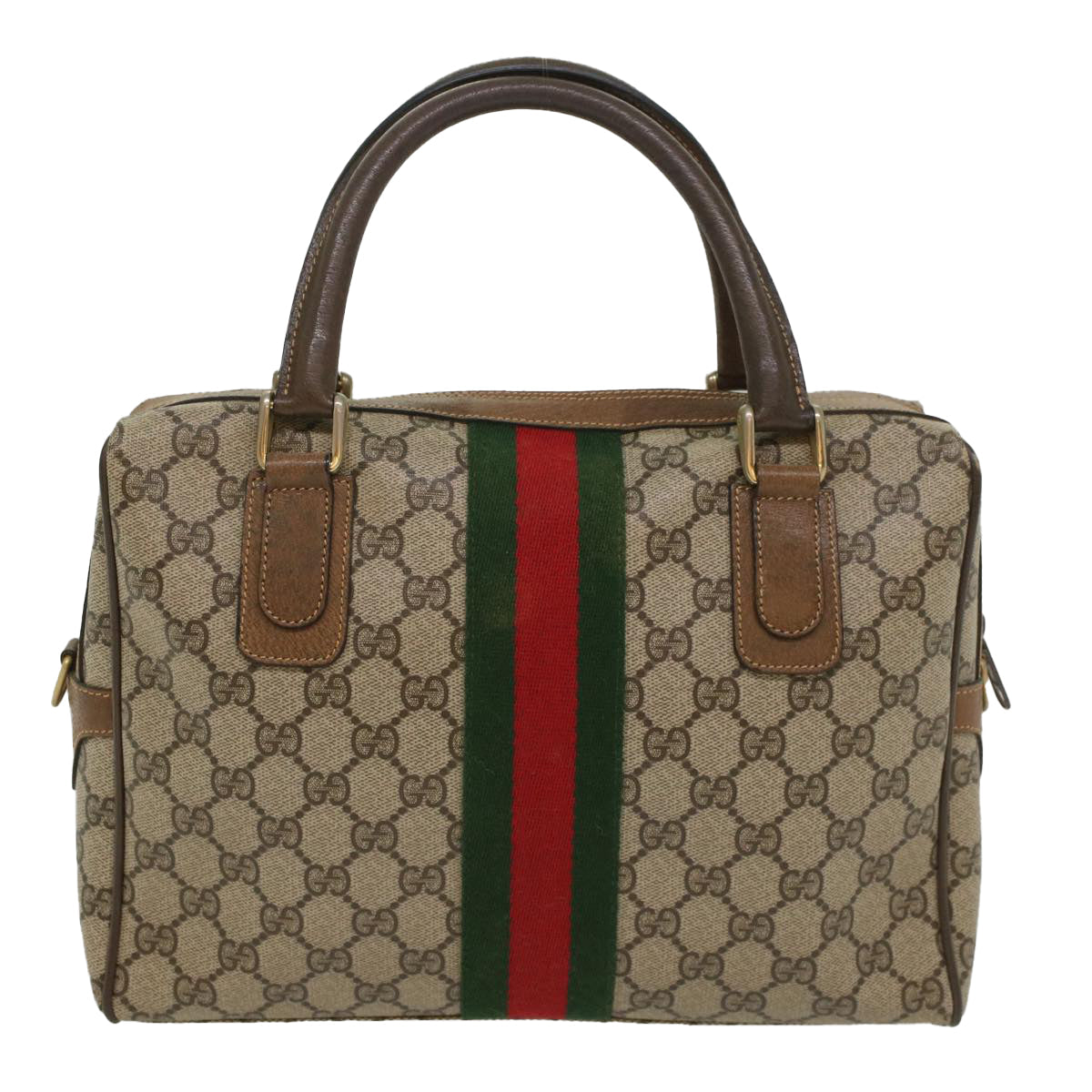 Luxury Gucci GG Supreme Web Sherry Line Hand Bag Beige Red 378 002 3839  54693