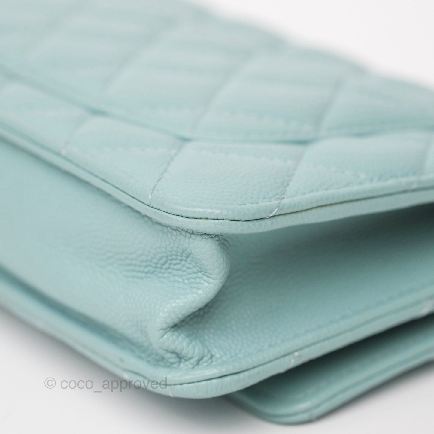 Chanel Quilted Classic Wallet On Chain WOC Tiffany Blue Caviar Gold Hardware