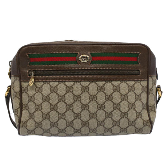 Luxury Gucci GG Supreme Web Sherry Line Shoulder Bag Beige Red 119 02 088  54697