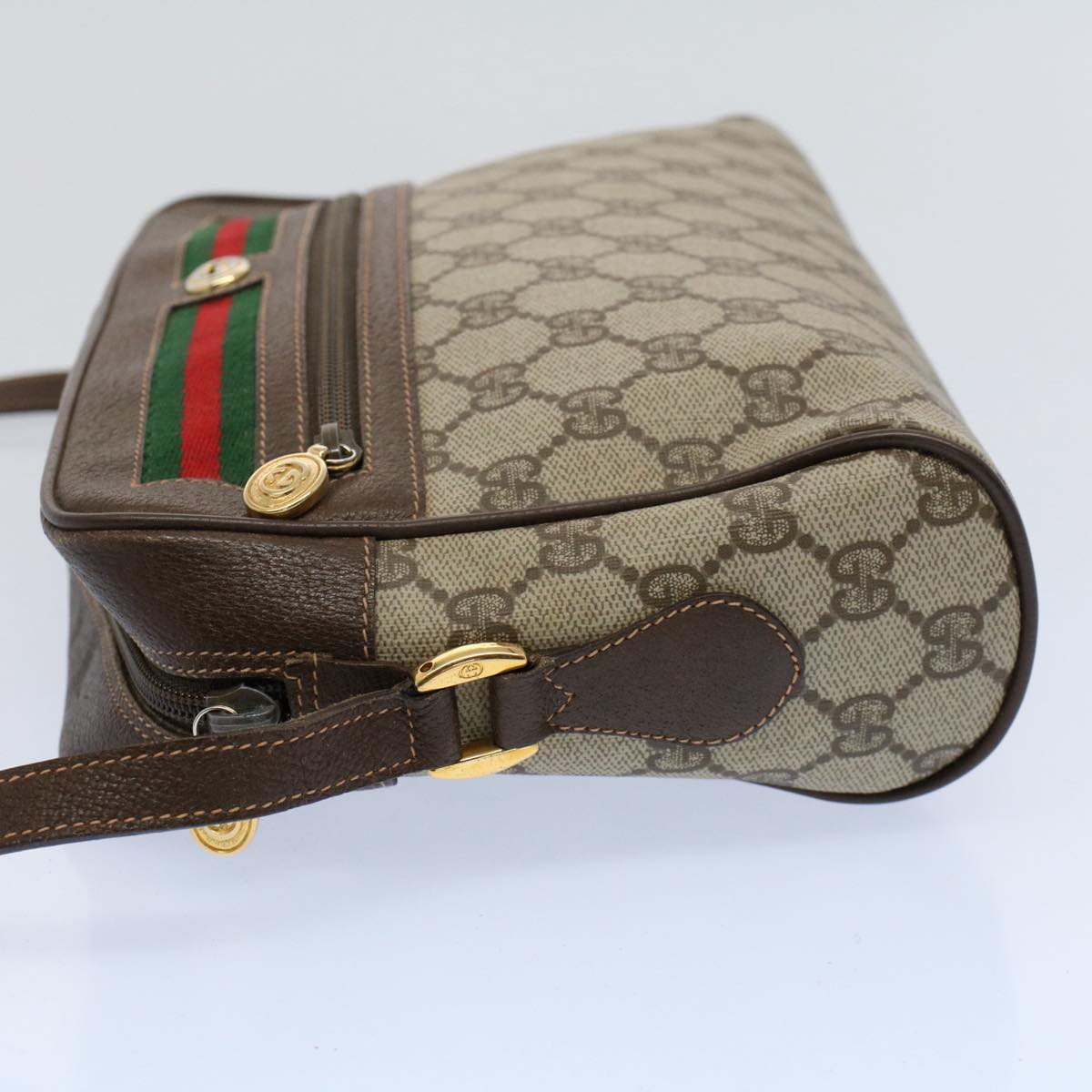 Luxury Gucci GG Supreme Web Sherry Line Shoulder Bag Beige Red 119 02 088  54697