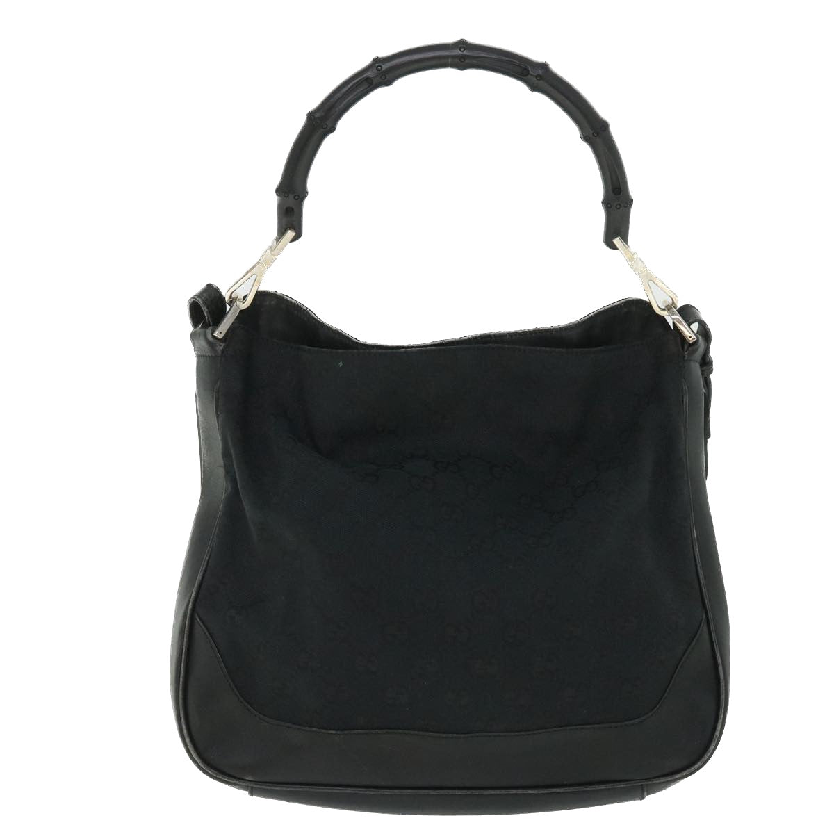 Luxury Gucci GG Canvas Sherry Line Bamboo Hand Bag 2way Black White 001 4095  54699