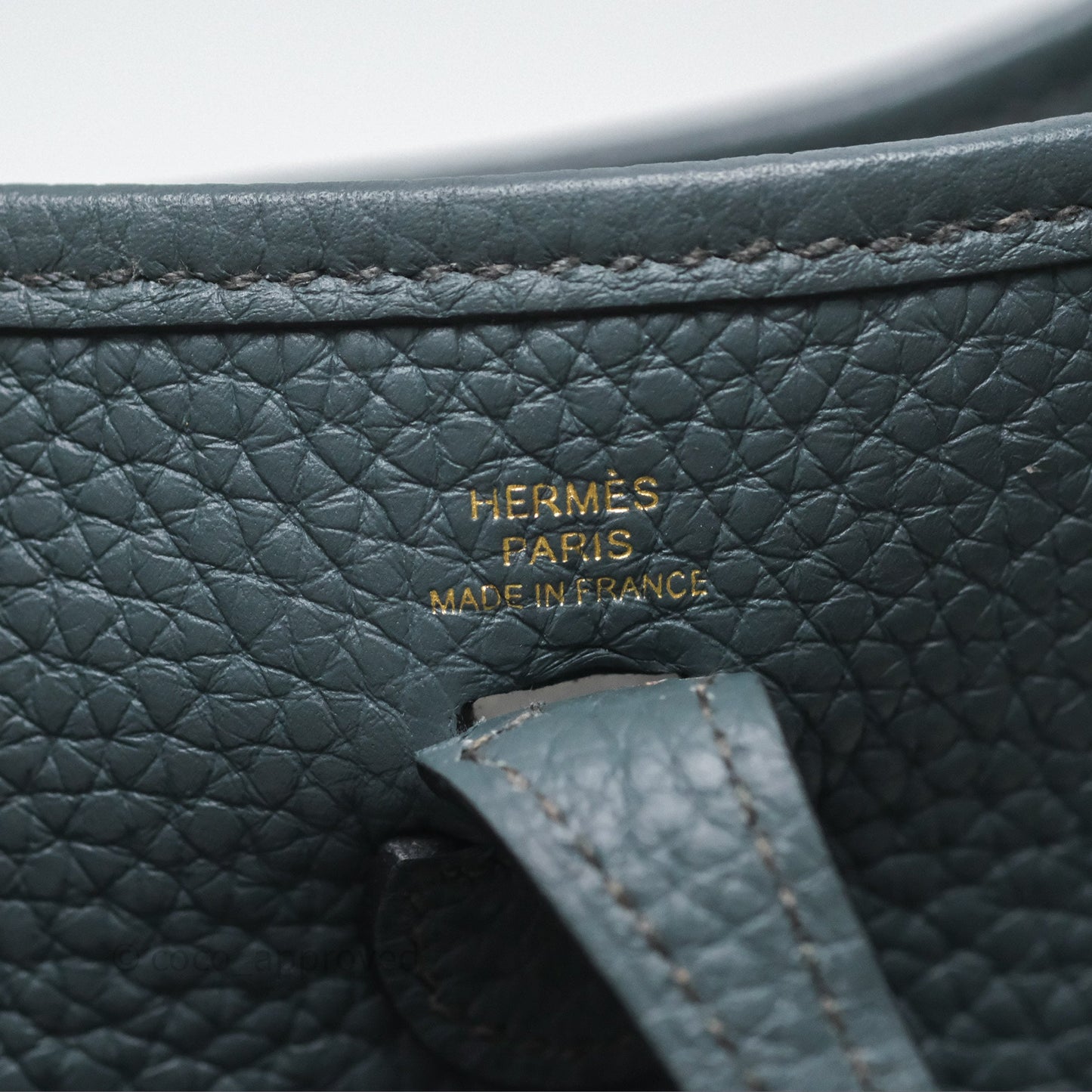 Hermès Mini Evelyne 16 Bleu Orage Y7 / Bleu Brume T0 Clemence Gold Hardware