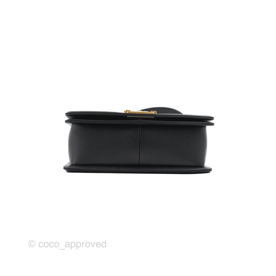 Chanel Quilted Medium Boy Black Caviar Aged Gold Hardware
