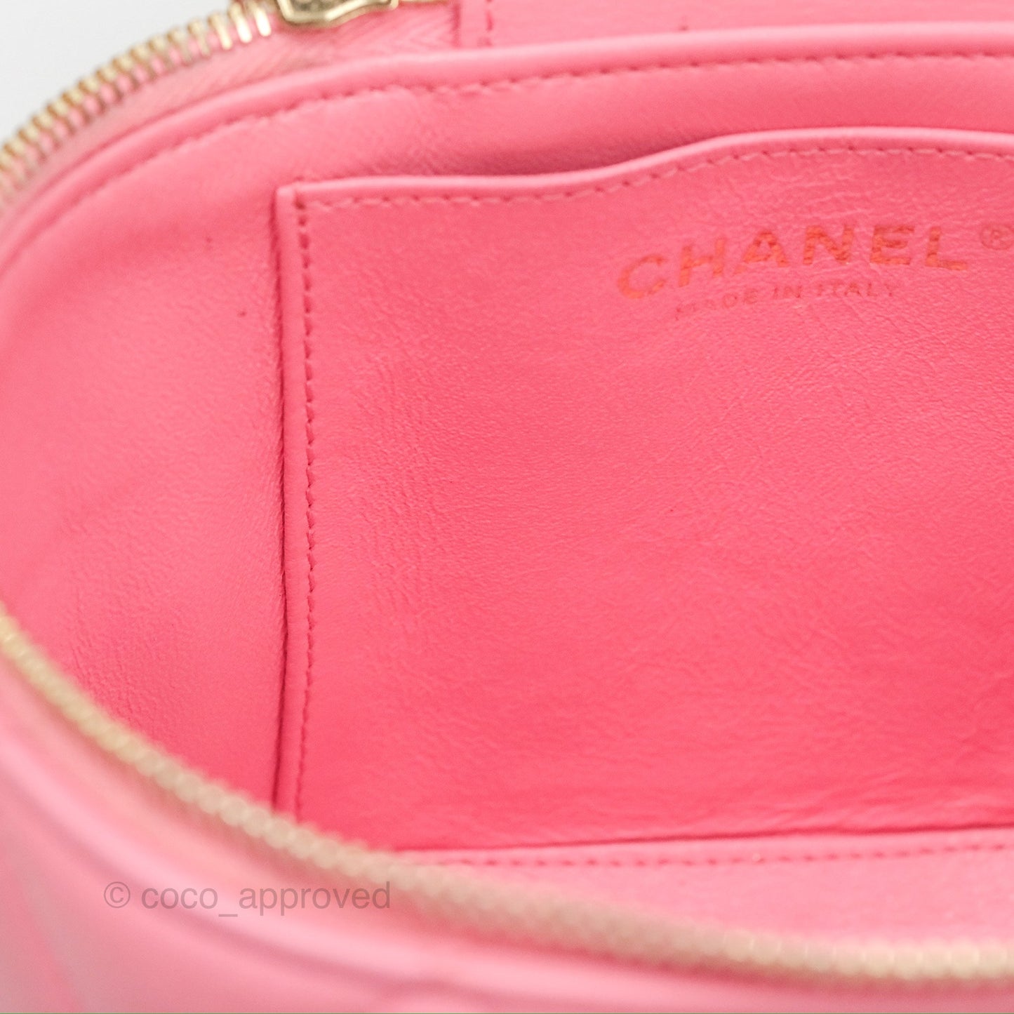 Chanel Small Quilted Top Handle Vanity Case Pink Lambskin Gold Hardware