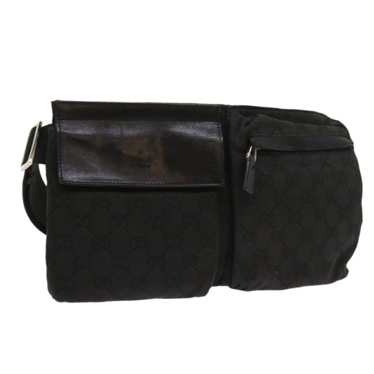 Luxury Gucci GG Canvas Waist bag Leather Black 0181621  54701
