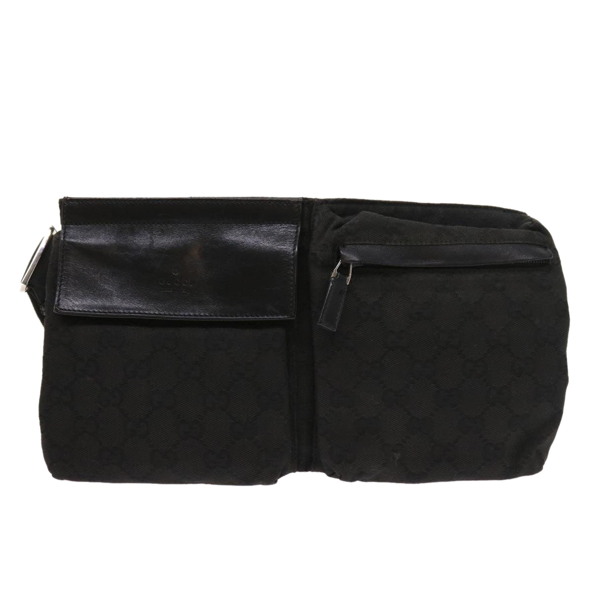 Luxury Gucci GG Canvas Waist bag Leather Black 0181621  54701