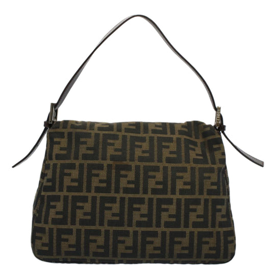 Luxury FendiZucca Canvas Mamma Baguette Shoulder Bag Black Brown54707