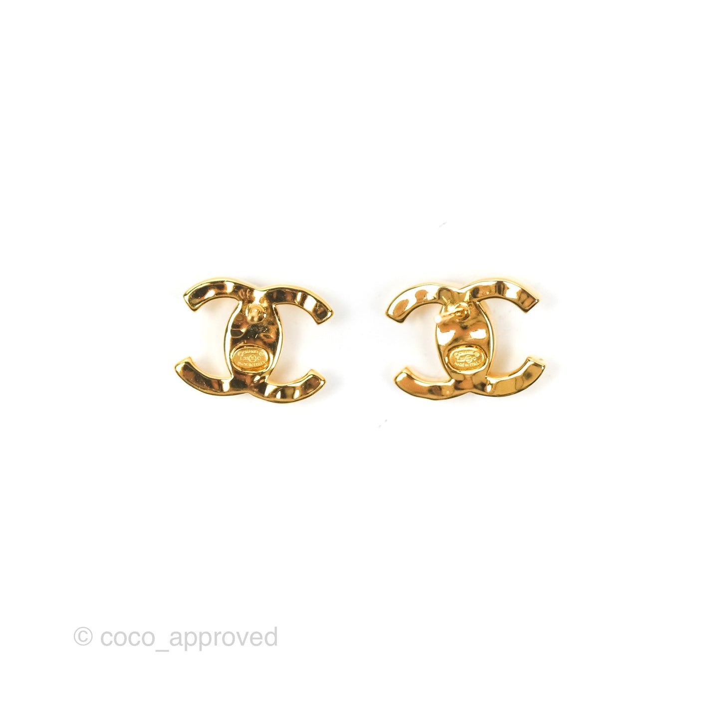 Chanel Crystal CC Earrings Gold Tone 23C