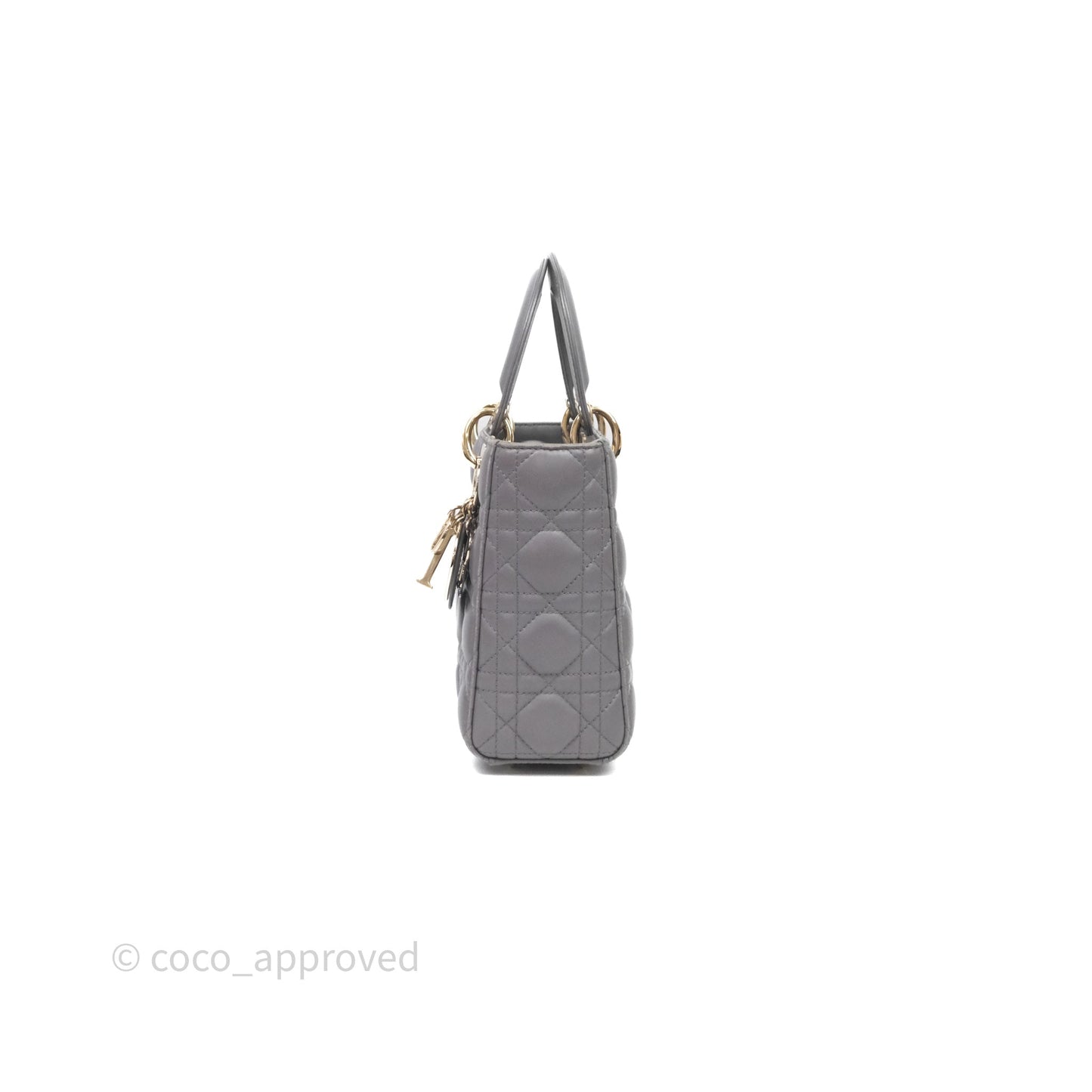 Christian Dior Small Lady Dior My ABCDior Bag Stone Gray Cannage Lambskin