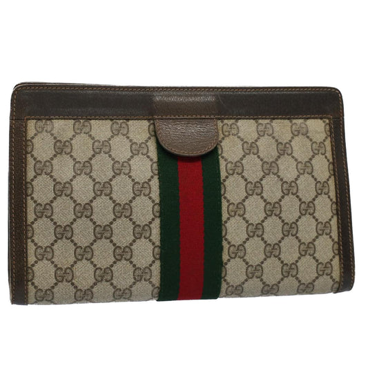 Luxury Gucci GG Canvas Web Sherry Line Clutch Bag Beige Red 41 011 2125 28  54724