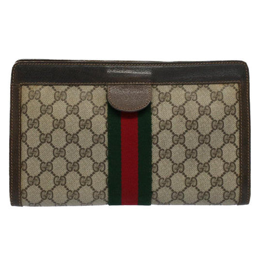 Luxury Gucci GG Canvas Web Sherry Line Clutch Bag Beige Red 41 011 2125 28  54724